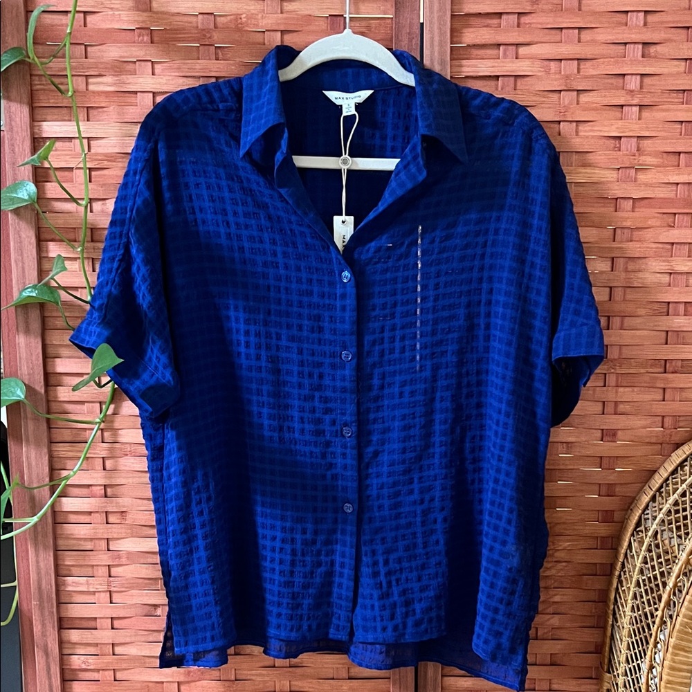 Max Studio Cobalt Blue Top NWT